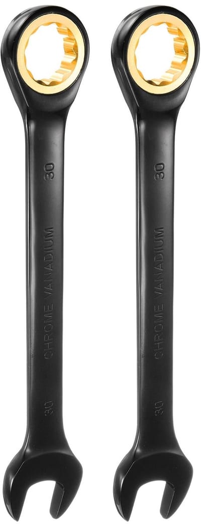Dailygoody - Ratelsleutel - 72-tanden - Vernikkeld - 30 mm - Metrisch - CR-V staal - Geschikt voor moeren en bouten - 2 stuks