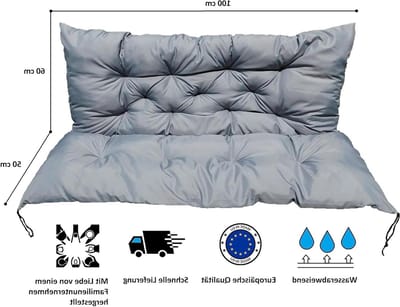 WBM Naaiwaterdichte buitenkussens voor palletten | Hollywoodschommelkussen | Bankkussen | Zitkussen en rugkussen | Palletkussens | Loungekussens (100 x 110 cm, Grijs)
