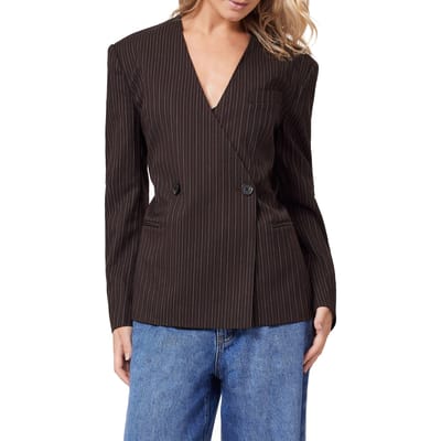 Scotch & Soda Belted Blazer Brown Pinstripe Taglia: XS | Giacche Outlet | Donna | Marrone