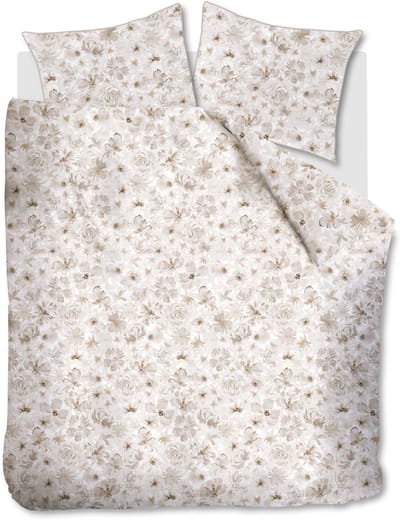 Riviera Maison Flowing Flowers dekbedovertrek - Lits-Jumeaux XL - 260x200/220 - Zand