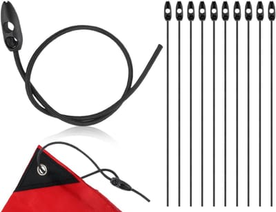 10 stuks bagageriemen voor waarschuwingsborden, spanbanden voor fietsendragers, spanrubber, scheerlijnen, elastische spanners, in lengte verstelbaar (500 x 5 mm)