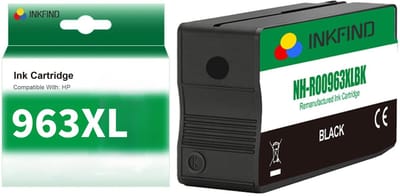INKFIND 963XL Zwart Inktcartridge compatibel met HP963 HP963XL HP 963 HP 963XL 3JA30AE voor HP OfficeJet Pro 9010, 9014, 9012, 9020, 9025, 9015, 9016, 9019, 9022, 9018 Hoge Capaciteit - 1-pack Zwart