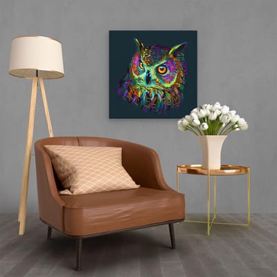 Artaza Canvas Schilderij Uil - 60x60 cm - Wanddecoratie Pop Art - Muurdecoratie Abstract - Schilderijen Op Canvas Dieren