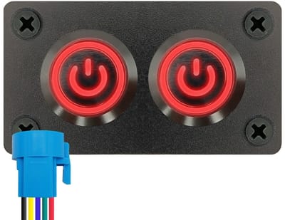 ProRide Metalen drukschakelaar 220V ON-OFF - Inbouwpaneel tweevoudig - 22mm - IP67 - LED indicatie Rood