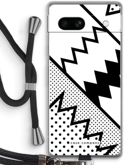 Case Company® - Hoesje met koord geschikt voor Google Pixel 7A hoesje met Koord - Pop Art #5 - Telefoonhoesje met Zwart Koord - Bescherming aan alle Kanten en Over de Schermrand