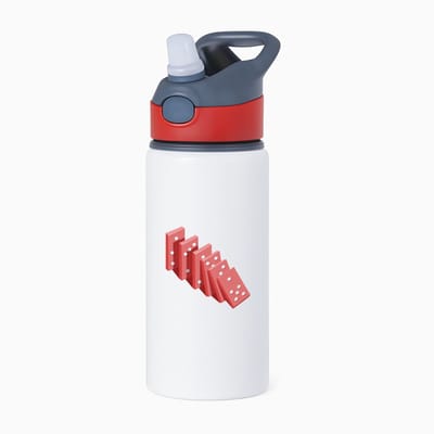 Hacebo® - Domino waterfles met rietje rood - Kind - kinderen - Speelgoed - spelletje - leren tellen - water fles - 650ML