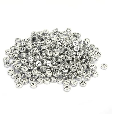 Lot de 500 perles rondes en acrylique, accessoires faits à la main, alphabet anglais