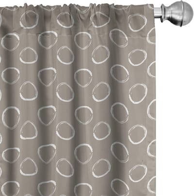 ABAKUHAUS taupe-wit gordijnset 2x75x175 cm – microvezel, rodpocket