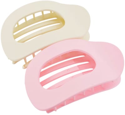 Ovale Haarclips Set 2 stuks - Crème & Roze | Platte Klauwclips / Sterke Grip / Voor Dun & Dik Haar | 9,5 x 5,5 cm | Fashion Favorite