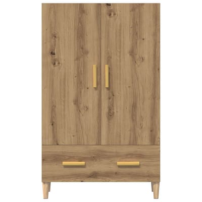 vidaXL - Hoge - kast - 70x31x115 - cm - bewerkt - hout - artisanaal - eikenkleur