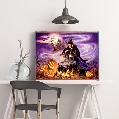 Peinture diamant 5d de sorcière complète, dessin animé, broderie artistique, strass, peinture avec diamant 20X30CM gray