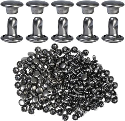 200 sets dubbele kap klinknagels 7 mm van roestvrij staal voor leer, tassen, schoenen en doe-het-zelf projecten