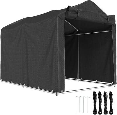 Outsunny Opbergtent voor tuin Metaal, PE 220L x 157B x 165H cm Zwart