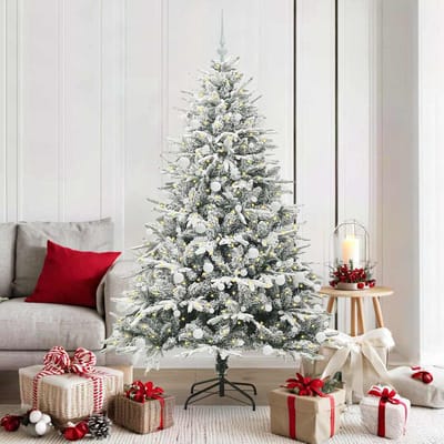 vidaXL - Kunstmatige - Voorverlichte - Kerstboom - met - Ballenset - Groen - 180 - cm