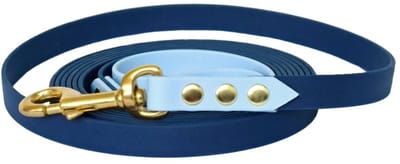 Hondenlijn - BioThane® - Donkerblauw - Lichtblauw - 10 meter - 16mm - Middelgrote hond