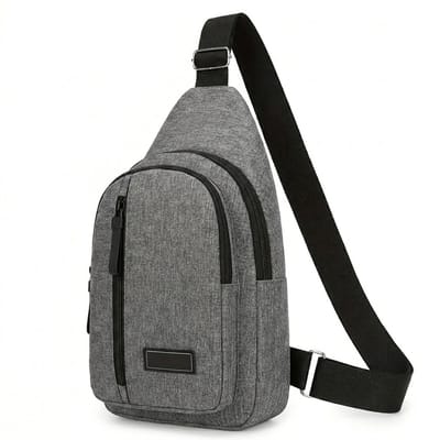 Grijze crossbody tas heren dames schoudertas met verstelbare band en ritsvakken compacte sling bag casual draagtas lichtgrijs modern design