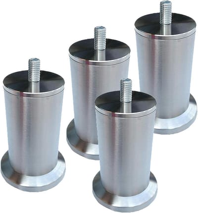 Tafelpoten 4 stuks - Meubelvoeten metaal - Meubels verhogen - Roestvrij staal - 7.8cm - Zilver
