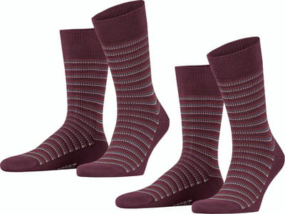 Esprit Piqué Stripe 2-Pack Heren Sokken - Red - Maat 39-42