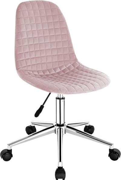 Werkkruk - Roze Velvet - Ergonomisch - Op Wieltjes - Verstelbaar
