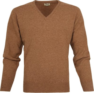 William Lockie V-Hals Lamswol Driftwood - Maat M - Heren - Pullovers
