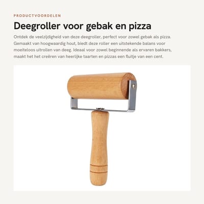 Dailygoods- Deegroller Houten - Perfect uitgebalanceerd - Deegschraper - Bakmat - Keukenbakken - 2-in-1 Functie - Voor uniforme dikte - Bakgereedschap