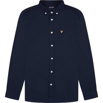 Lyle & Scott Heren Geborduurd Logo Oxford Overhemd (Marine)