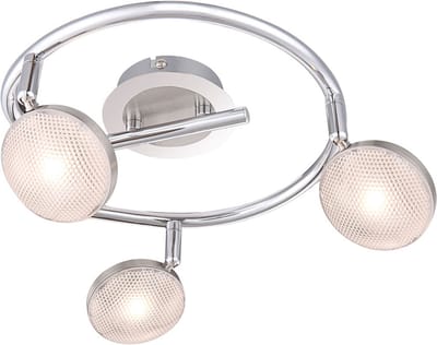 Plafondlamp draaibaar Spotrondell chroom aluminium, mat nikkel, 3x LED 5W 345Lm warm wit, DxH 25x16,5 cm