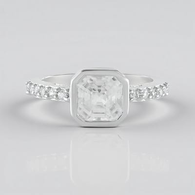Cavill - Zilveren ring met Cambodjaanse zirkoon 1,85 ct - 925 Sterling zilver geplatineerd - Elegante Asscher geslepen ring dames
