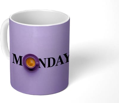 Mok - Koffiemok - Maandag - Mok - Koffie - Paars - Mokken - 350 ML - Beker - Koffiemokken - Theemok