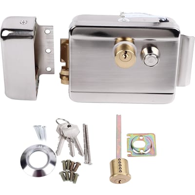 Serrure de porte à commande électrique, double tête, double verrouillage pour sonnette, interphone, contrôle d'accès, sécurité gray