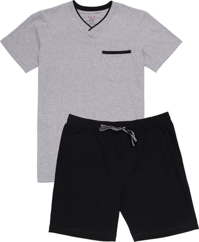 La-V shortama heren met V hals Grijs XL