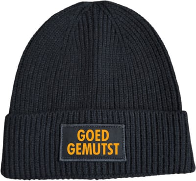 Goed gemutst wintermuts zwart rib gebreid | fluor oranje - soBAD. | Wintersport | Schaatsen | Après ski outfit Warme Muts voor Volwassenen | Heren en Dames Beanie | Schaatsen | Wintermuts