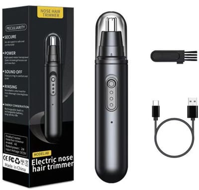 Neushaartrimmer voor heren – Oorhaartrimmer – Elektrische neushaartrimmer - neustrimmer – Voorzien van eenvoudig te reinigen, afneembare zwarte kop – ABS – Zwart