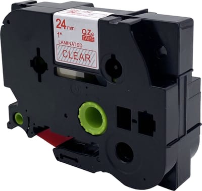 DULA Brother Compatible label tape- Tze-152 - 1 cassette - Brother P-Touch - Rood op transparant - 24mm x 8m