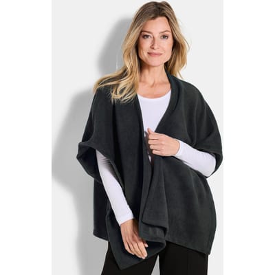 Poncho van fleece - zwart - Gr. Standaardmaat van Goldner Fashion