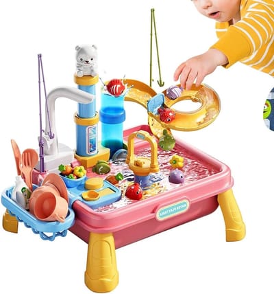 Waterspeelbord Kinderen - Waterbaan Tafel - Buiten Spelen - Geïntegreerd Pompsysteem - 31 x 12 x 30 cm - Roze