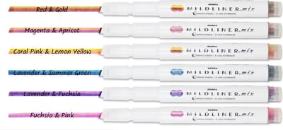 Zebra Mildliner Mix Summer Green – Lavender + EXTRA een Zebra Dubbelzijdige Brush Pen