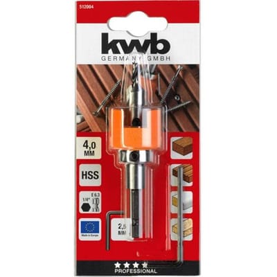 KWB HSS Hardhoutboor 4mm – Met dieptestop en verzinker