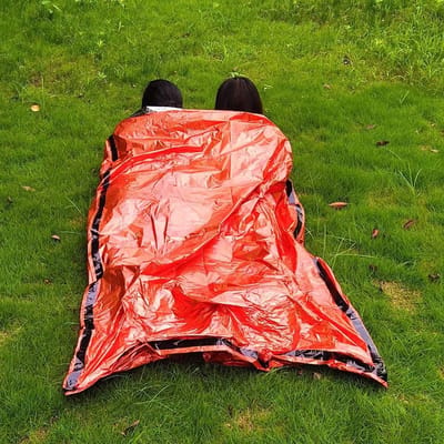 Noodslaapzak duo - Bivakzak overleven - Kamperen wandelen - Waterdicht winddicht - 200 x 120 cm - Oranje