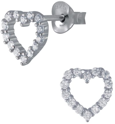 Joy|S - Zilveren classic hartje oorbellen - 10 mm - zirkonia