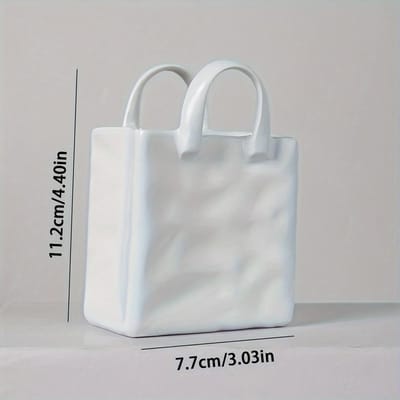 1 Stuks Creatieve Hars Tote Bag Vaas Opbergornament, Praktisch en Decoratief voor Thuis 1pc white