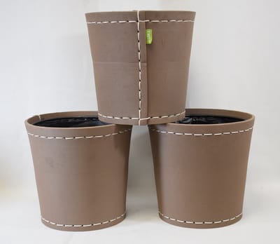 Suki - 3 stuks - bloempot bruin - rubber - waterdicht - H17 x Ø 18 cm