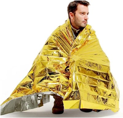 Nooddeken - Thermale deken - Outdoor survival - Lichtgewicht en compact - 210 x 160 cm - Goud zilver