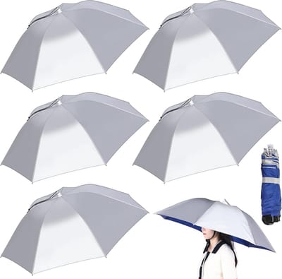 5x Handsfree Visparaplu Hoed - Grote Opvouwbare Zonneklep voor Vissen, Tuinieren en Outdoor Activiteiten
