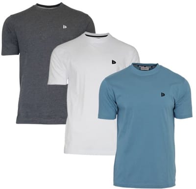 3-Pack Donnay - T-shirt (Vince) - Sportshirt - Heren - Charcoal/White/Light Denim Blue (776) - maat S