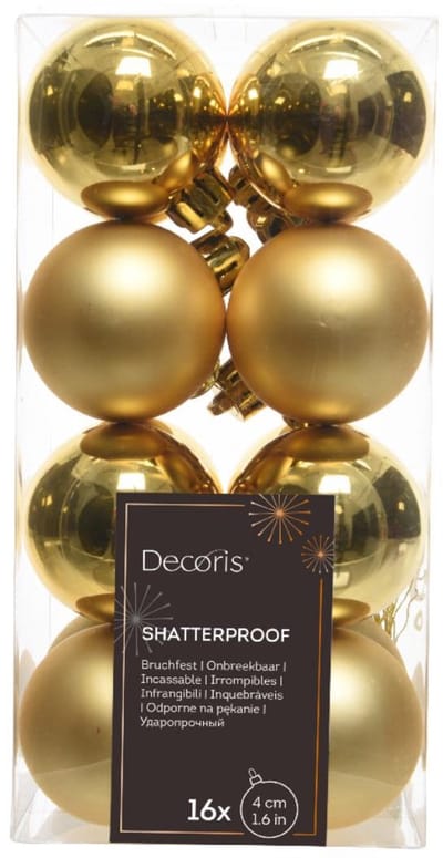Decoris kerstballen – 16 stuks – kunststof - 4cm