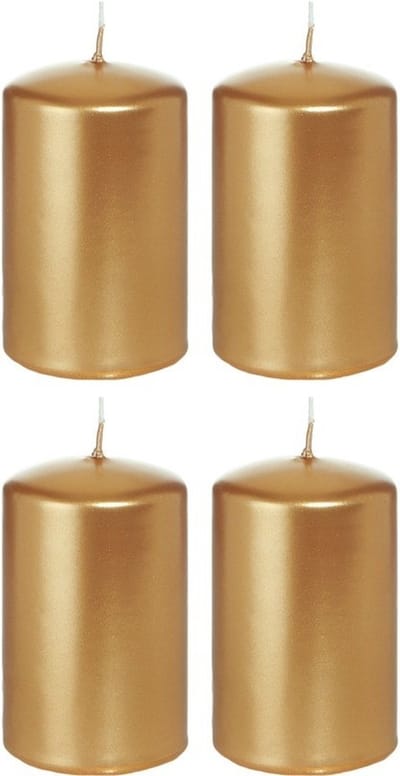 Trend Candles Cilinderkaarsen/stompkaarsen - set 16x - goud - 5 x 8 cm - 18 branduren