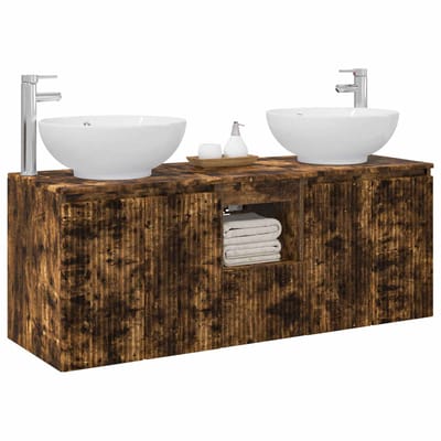 vidaXL - Badkamerkast - set - 3 - st - Gerookt - eiken - 49,5 - x - 44,5 - x - 65 - cm