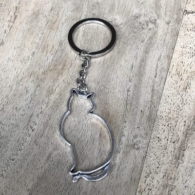 Goededoelen.Shop | Sleutelhanger Kat Contour Zilver | Tashanger Met Kat | Sleutelring | Poezenhanger | Kattenhanger | Cadeau