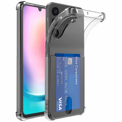 Geschikt voor Samsung Galaxy A24 Telefoonhoesje met Pasjeshouder Shockproof - Cardslot Back Cover Case Anti-Shock - Telefoonhoesje met Kaarthouder Transparant Doorzichtig - ProtX